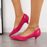 Suede Pointed Toe Slip on Low Kitten Heel Pumps Oshnow